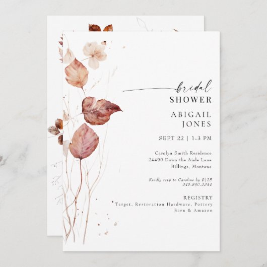 Brautparty Herbst Einladung (Vorne/Hinten)