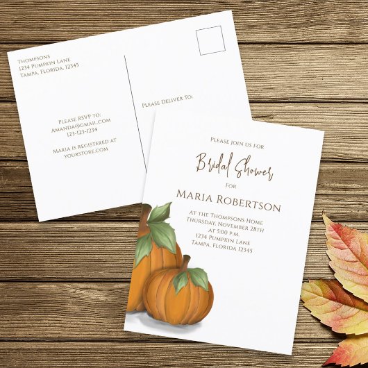 Brautparty Herbst Elegante Pumpkins Niedlich Postkarte
