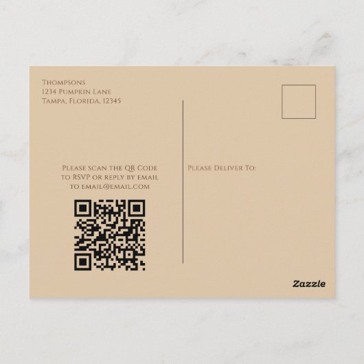 Brautparty Herbst Grünen Blätter QR Code Postkarte (Rückseite)