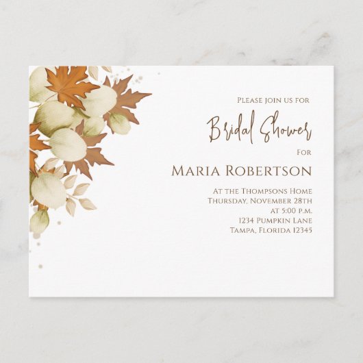 Brautparty Herbst Grünen Blätter QR Code Postkarte (Vorderseite)