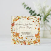 Brautparty Herbst Herbst Blätter Kränz Holz Einladung (Stehend Vorderseite)
