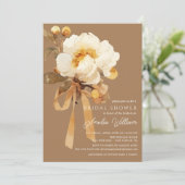 Brautparty Herbst Peony Floral Einladung (Stehend Vorderseite)