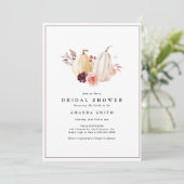 Brautparty Herbst Pumpkin Blues Rosa Einladung (Stehend Vorderseite)