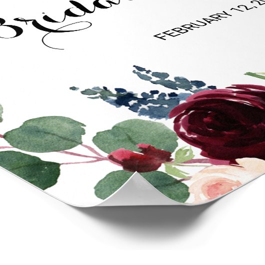 Brautparty Herbst Rustikales Burgund willkommen Poster (Ecke)