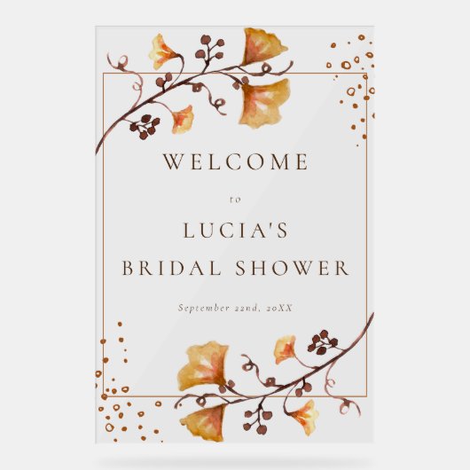 Brautparty Herbst trockenes Leaf Acrylschild (Vorderseite)