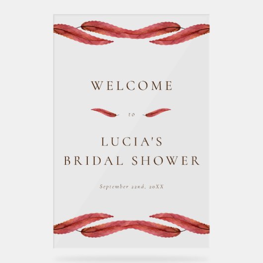 Brautparty Herbst trockenes Leaf Acrylschild (Vorderseite)