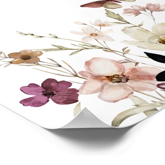 Brautparty Herbst Wilde Blume willkommen Poster (Ecke)