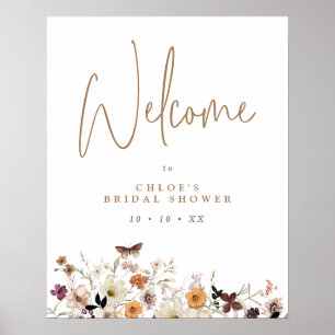 Brautparty Herbst Wilde Blume willkommen Poster