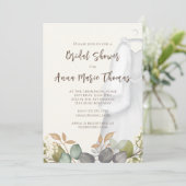 Brautparty Herbstleaves Hochzeitskleid Elegant Einladung (Stehend Vorderseite)