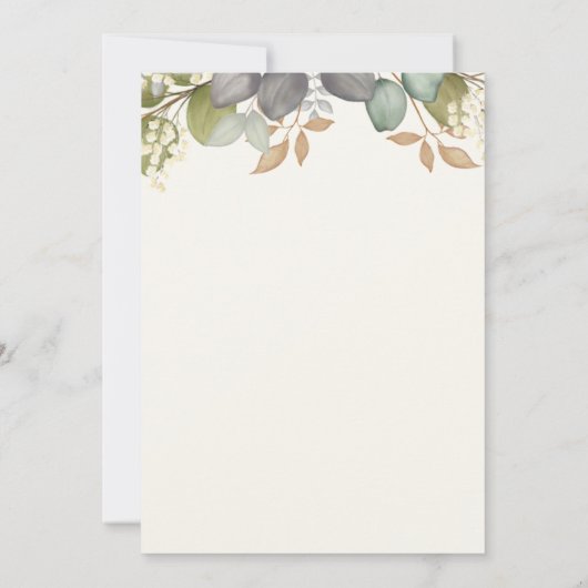 Brautparty Herbstleaves Hochzeitskleid Elegant Einladung (Rückseite)