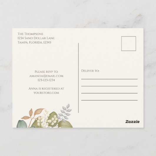 Brautparty Herbstleaves Hochzeitskleid Elegant Postkarte (Rückseite)