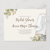 Brautparty Herbstleaves Hochzeitskleid Elegant Postkarte (Vorderseite)