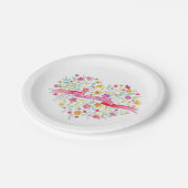 Brautparty Herz Blume Pop Art Paper Teller (Schrägansicht)