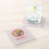 Brautparty -  Herzkreislaufrahmen für Foto Glasuntersetzer (Schrägansicht)