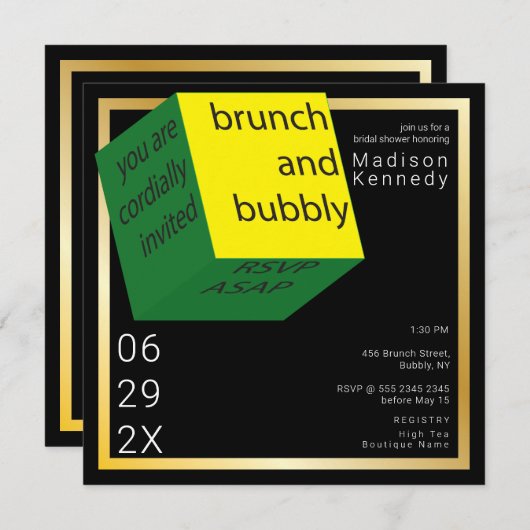 Brautparty High Tech Geometric White Cube Fun Einladung (Vorne/Hinten)