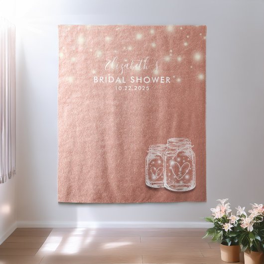 Brautparty Hintergrund Couple Mason Jars Rose Gold Wandteppich