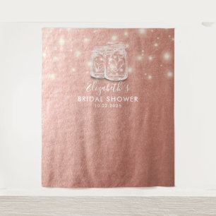 Brautparty Hintergrund Couple Mason Jars Rose Gold Wandteppich