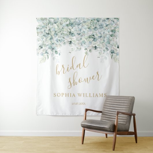 Brautparty Hintergrund - Eukalyptus-Blätter Wandteppich (Beispiel)