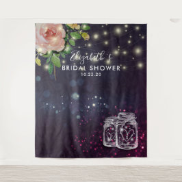 Brautparty Hintergrund Floral Mason Jar Lights Wandteppich