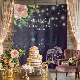 Brautparty Hintergrund Floral Mason Jar Lights Wandteppich