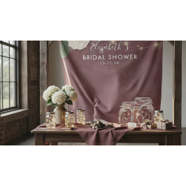 Brautparty Hintergrund Mason Jars Hydrangea Lights Wandteppich