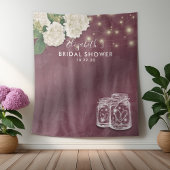 Brautparty Hintergrund Mason Jars Hydrangea Lights Wandteppich