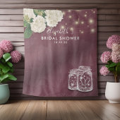 Brautparty Hintergrund Mason Jars Hydrangea Lights Wandteppich