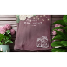 Brautparty Hintergrund Mason Jars Hydrangea Lights Wandteppich