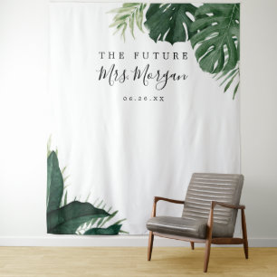 Brautparty Hintergrund Tropischer Monstera Wandteppich