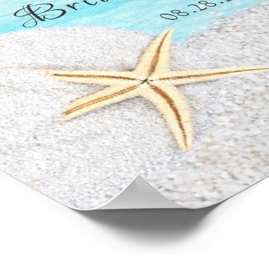Brautparty Hochzeit am Strand mit weißem Sand Poster (Ecke)