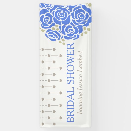 Brautparty Hochzeit blauen posy Name Banner (Vertikal)