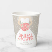 Brautparty Hochzeit weißes Kleid Korallen Rose Pappbecher (Rückseite)