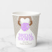 Brautparty Hochzeit weißes Kleid lila Rose Pappbecher (Rückseite)