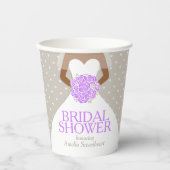 Brautparty Hochzeit weißes Kleid lila Rose Pappbecher (Vorderseite)