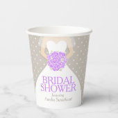Brautparty Hochzeit weißes Kleid lila Rose Pappbecher (Rückseite)