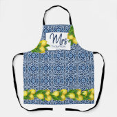 Brautparty Hochzeitsgeschenk Blaue Fliesen Zitrone Schürze (Vorderseite)