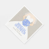 Brautparty Hochzeitskleid blau graue Servietten (Ecke)