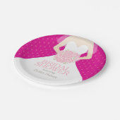 Brautparty Hochzeitskleid rosa Papier Teller (Schrägansicht)