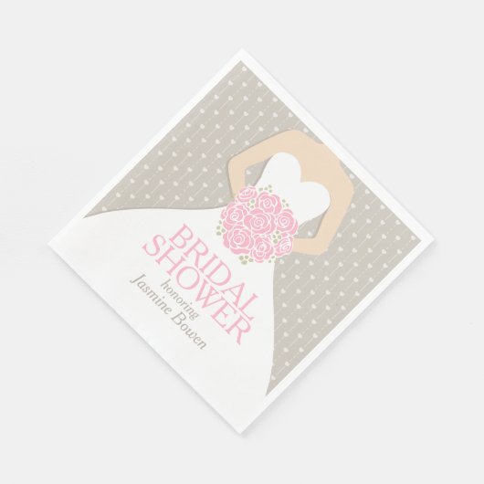 Brautparty Hochzeitskleid Rosa Servietten (Ecke)