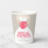 Brautparty Hochzeitskleid rote Rosen Papier Becher (Rückseite)