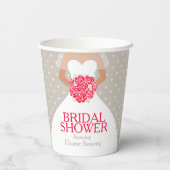 Brautparty Hochzeitskleid rote Rosen Pappbecher (Rückseite)