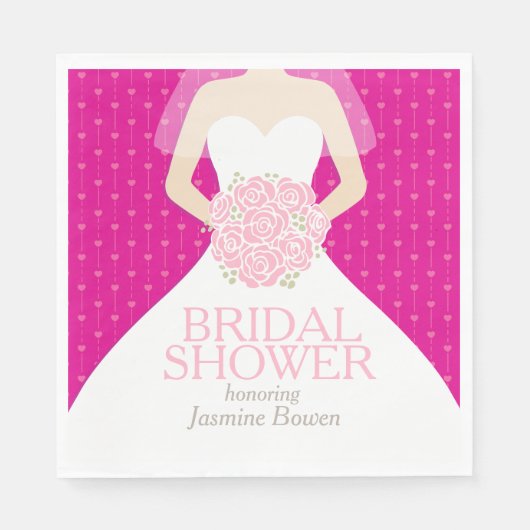 Brautparty Hochzeitskleid Schattierungen von rosa  Serviette (Vorderseite)