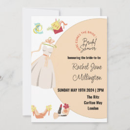 Brautparty Hochzeitskleid, Schuhe, Lippenstift. Be Einladung