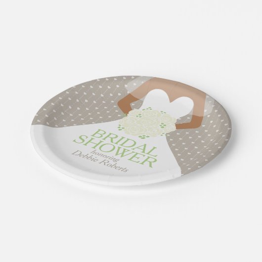 Brautparty Hochzeitskleid Sonderpapier Teller (Schrägansicht)