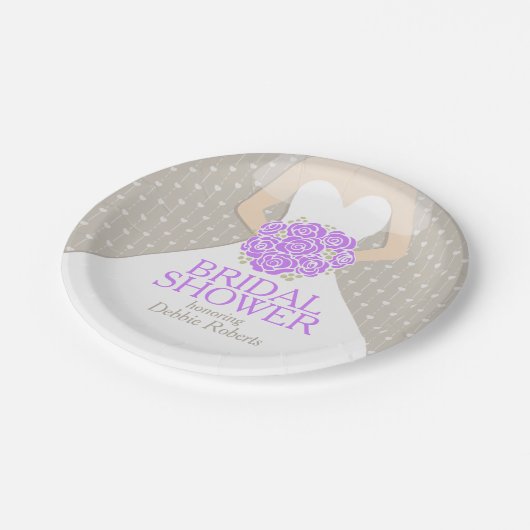 Brautparty Hochzeitskleid Sonderpapier Teller (Schrägansicht)