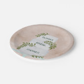 Brautparty, Hochzeitskuchen mit Grün Pappteller (Schrägansicht)