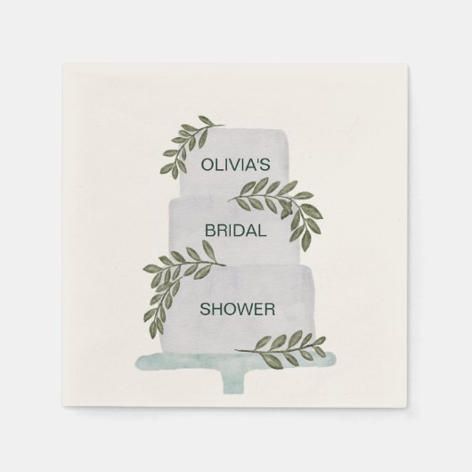 Brautparty, Hochzeitskuchen mit Grün Serviette (Vorderseite)