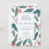 Brautparty | Holiday Holly & Berries Einladung (Vorderseite)