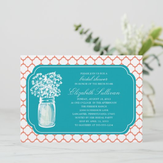 Brautparty Honeycomb Mason Jar Wildblumen Einladung (Stehend Vorderseite)