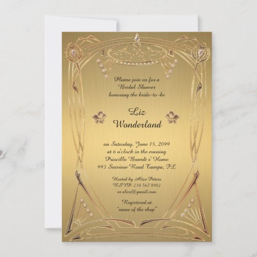 Brautparty Honoring, Gatsby, GOLD Einladung (Vorderseite)